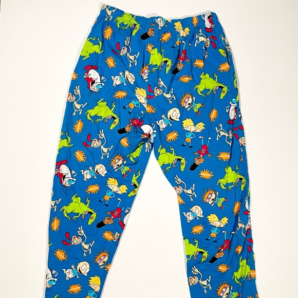 Nickelodeon Retro 90s Lounge Pajama Pants Rugrats Ren Stimpy / Size Medium Blue - Picture 3 of 6